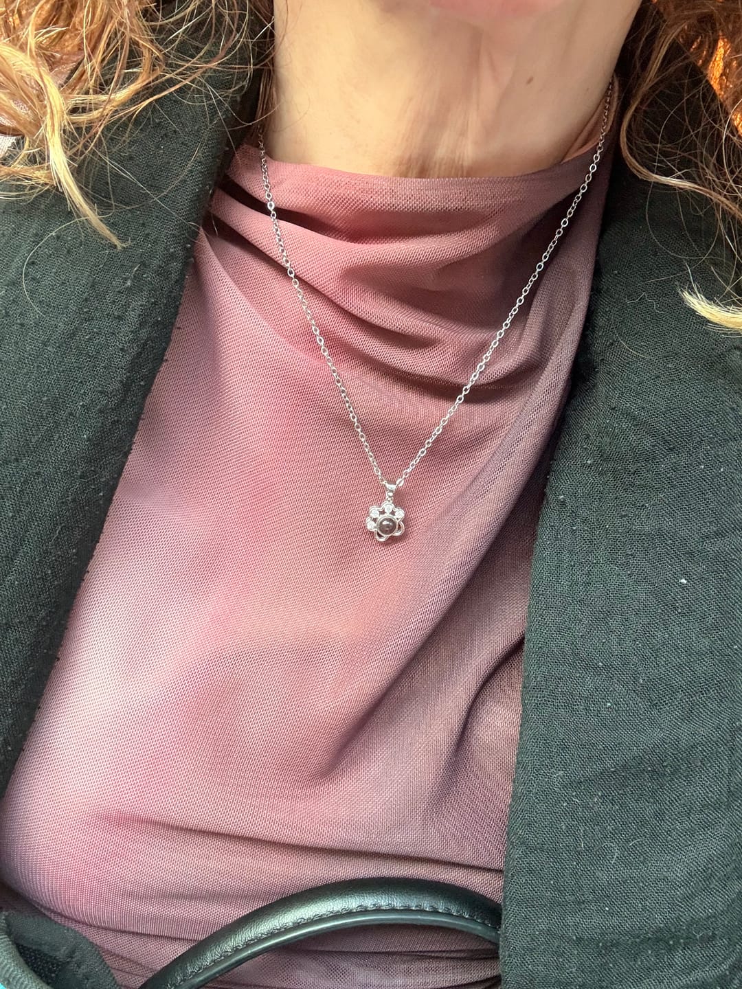 Customer photo review of Paw Print Photo Necklace