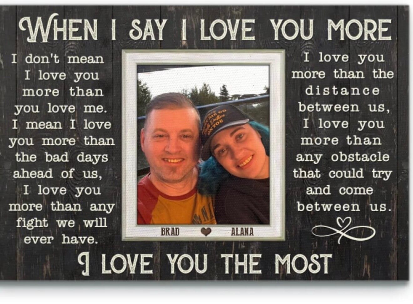 Customer photo review of Personalized Canvas Prints, Custom Photos, Loving Gift For Couple, Couple Gift, Anniversary Gift, When I Say I Love You More Dem Canvas