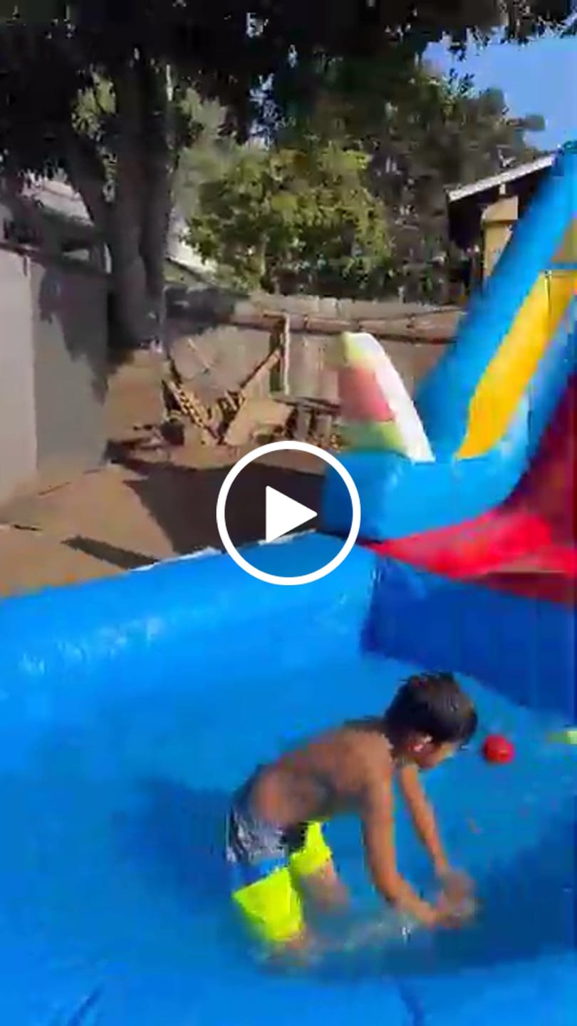 Customer video review of 21ft Commercial Inflatable Slide Pool Bouncy Slide with Blower for Kids