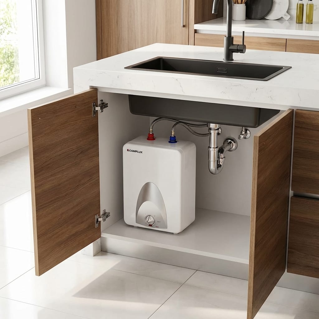 Customer photo review of Camplux Electric Mini Tank Point of Use Water Heater 120V - 2.5 Gallon