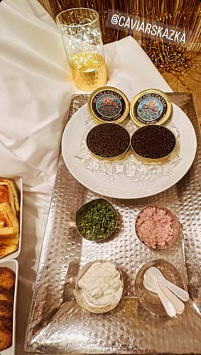 Customer photo review of Gift Set Caviar Sampler (3oz) — Kaluga, Osetra, and Amur