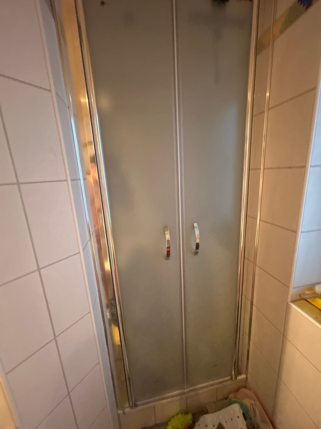 Customer photo review of Duschtür Nische mit Pendeltür, Duschkabine Nischentür Dusche - Satiniertes Glas