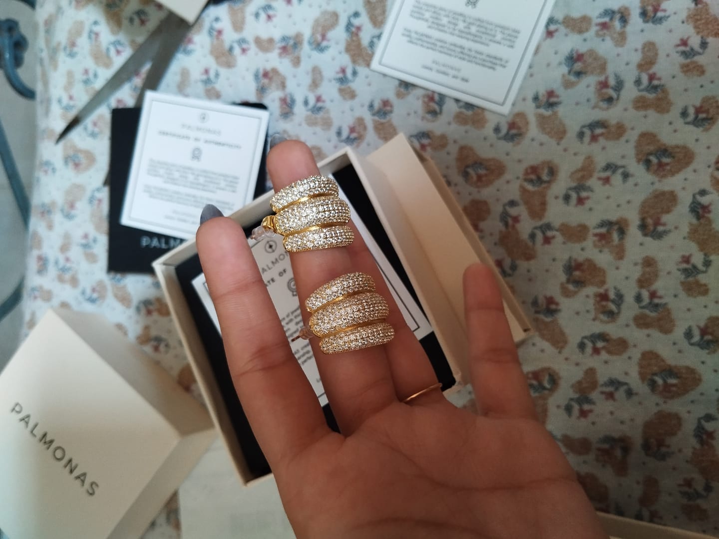 Customer photo review of Triple C Diamond Stud Earrings