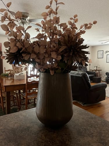 Customer photo review of Antiqued Metal Ribbed Vase