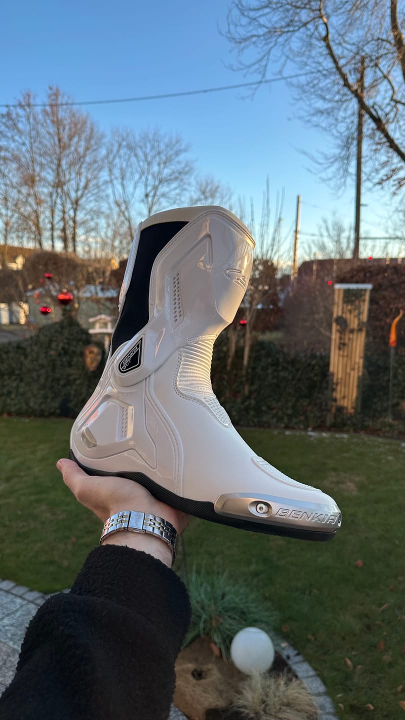 Customer photo review of Motorcycle Riding Boots White