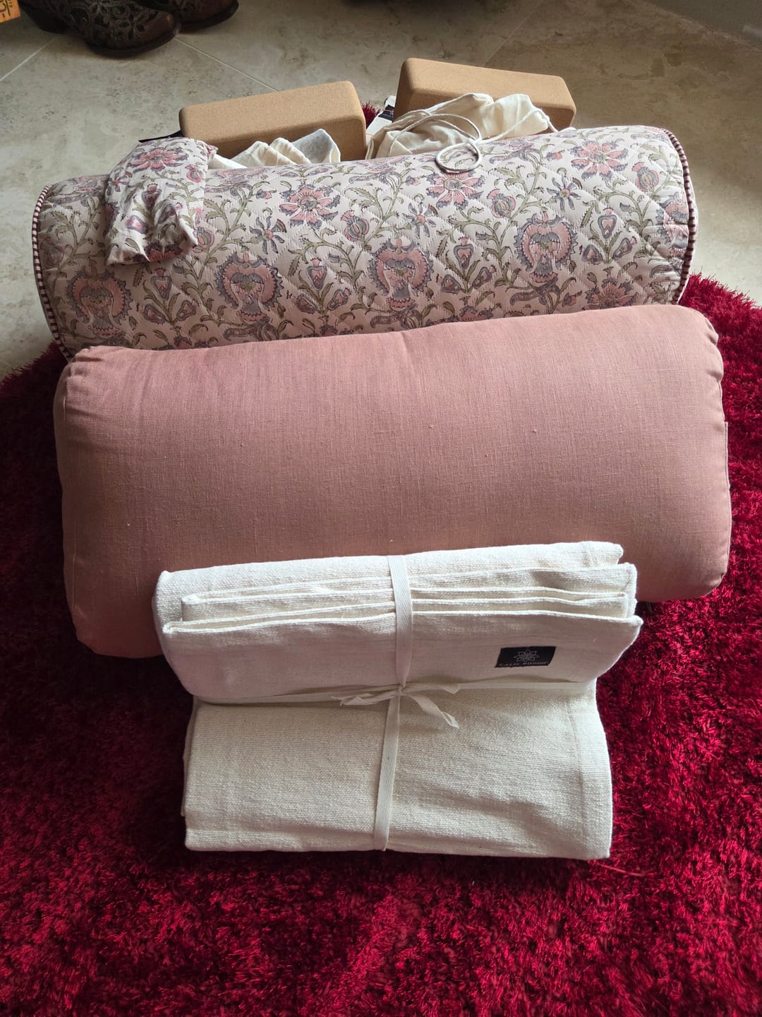 Customer photo review of Mocha Linen - Oval Yoga Bolster