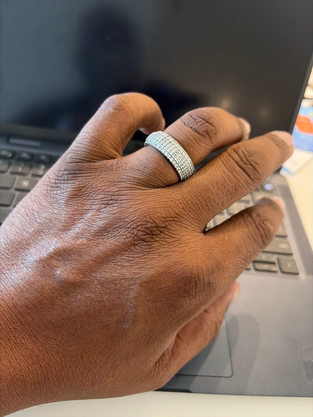 Customer photo review of Moissanite 5 Row Paved Ring - 925 Silver - D Colour - VVS1