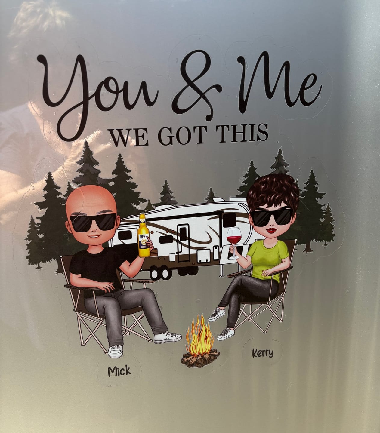 Customer photo review of Camping Partners For Life Doll Couple Sitting Personalized RV Decal