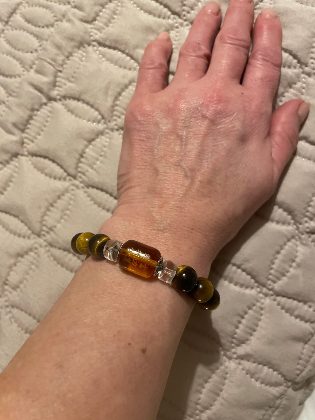 Customer photo review of Buddha Stones Tiger Eye Bead Fortune Prosperity Bracelet