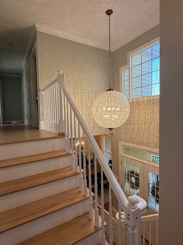 Customer photo review of French Antique Brass Crystal Globe Chandelier