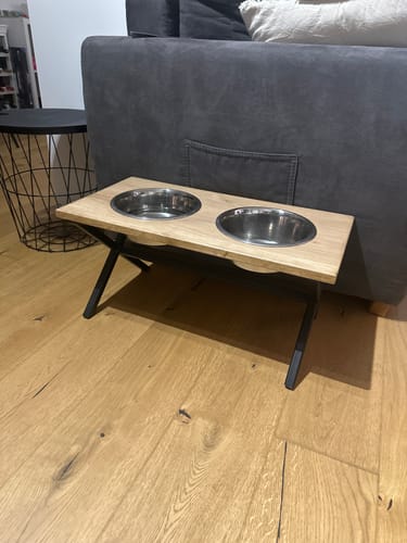 Customer photo review of Futterstation 'Mina' - Edles Design aus Eichenholz & Stahl für Haustiere