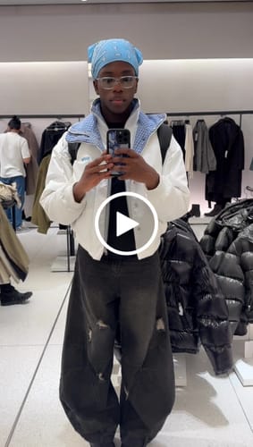 Customer video review of Retro Layered Look Plaid Collar Padded Jacket