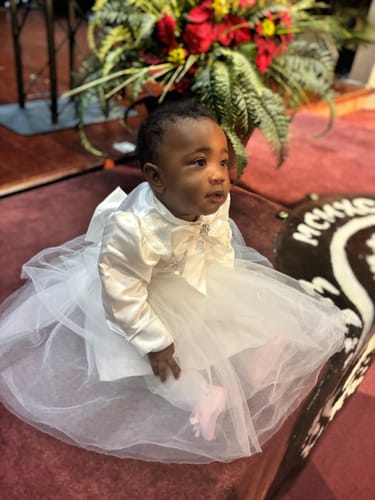 Customer photo review of Baby Girl White Elegant Long Sleeve Flower Girl Dress Toddler Formal Princess Dress Girl Birthday Dresses