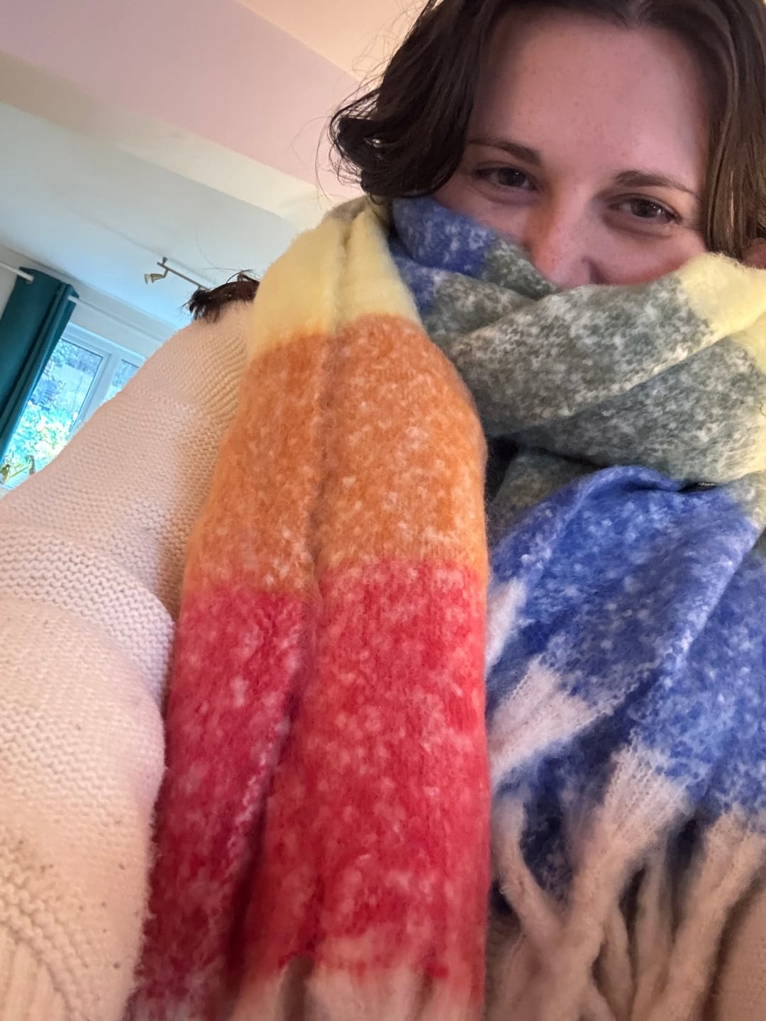Customer photo review of Luxuriously Soft Rainbow Scarf Bold