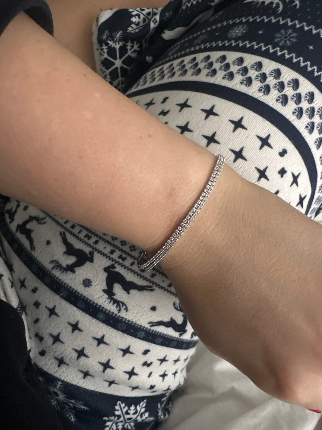 Customer photo review of Moissanite Micro Tennis Bracelet - 925 Silver - D Colour - VVS1