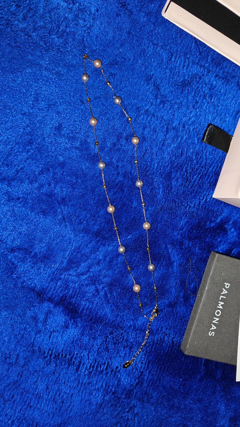 Customer photo review of Beaded Dot Station Necklace