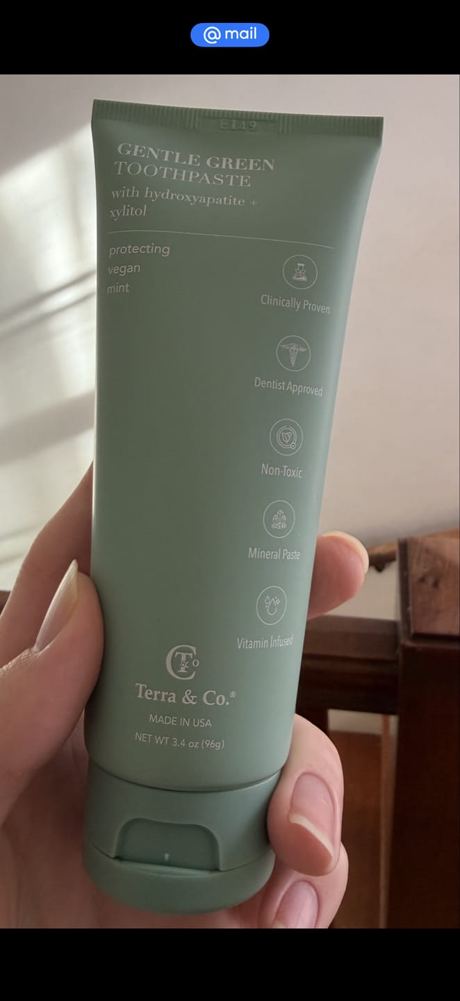 Customer photo review of Gentle Green™ Sensitive Toothpaste with Hydroxyapatite & B12 (Fluoride-Free, Natural Enamel Support & Sensitive Teeth Relief)