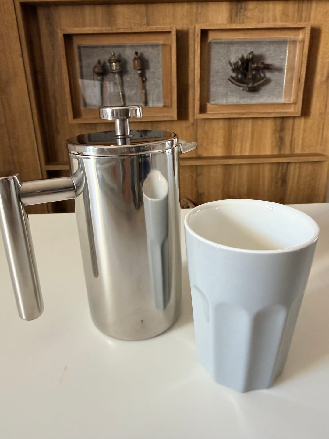 Customer photo review of Stainless Steel French Press Coffee Pot Double-Layer Insulation (Mirror)