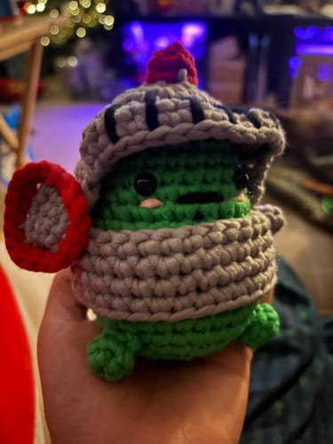 Customer photo review of Marsh The Knight Frog Crochet Kit