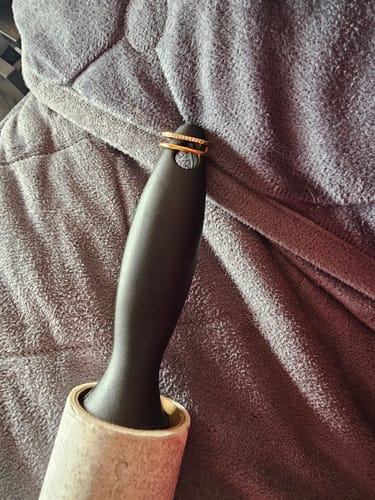 Customer's dainty Vienna Double Ring in gold, highlighting its shiny pavé band.