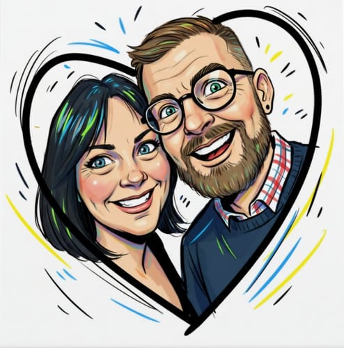 Customer photo review of Vrolijke Karikatuur Hart Tegel – Jouw Foto als Expressieve Karikatuur