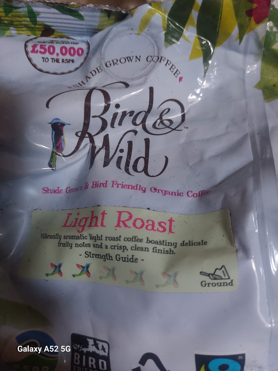 Customer photo review of Light Roast Fairtrade Organic Beans & Ground - 200g, 1kg