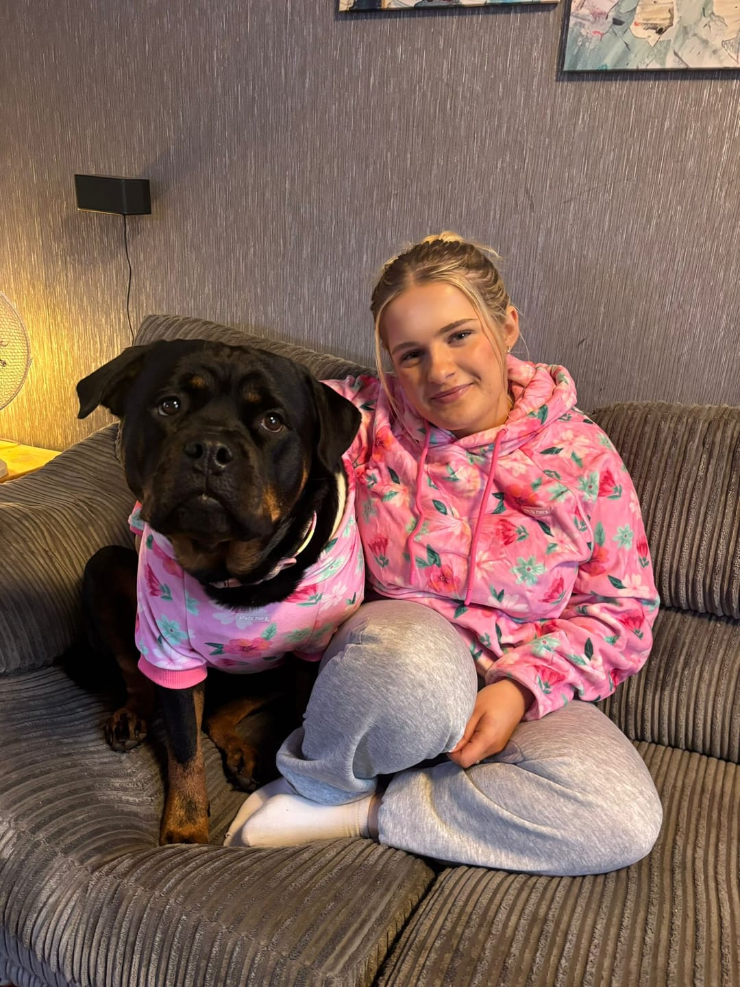Customer photo review of Blossom Dog Hoodie - Pink