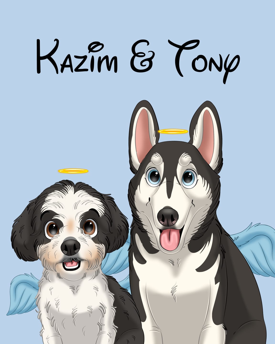 Customer photo review of Custom Hand-Drawn Cartoon Pet Portrait