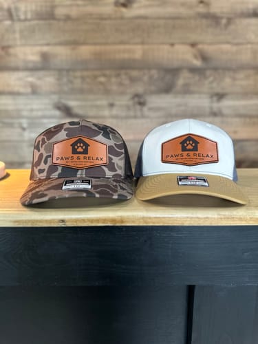 Customer photo review of Custom Leather Patch Hats Richardson CAMO Laser Engraved