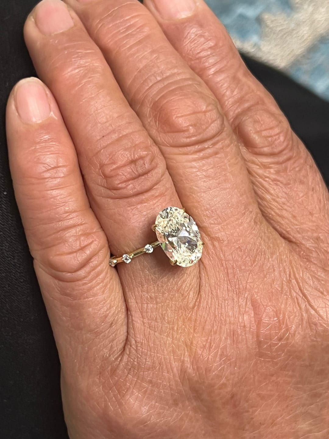 Customer photo review of S925 Yellow Gold 5.5Ct Oval Cut Engagement Ring In Sterling Silver
