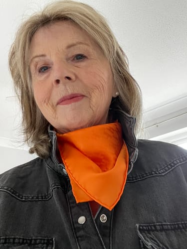 Customer photo review of Brand New Boxed Hermès Orange ‘H’ 42 Silk Scarf