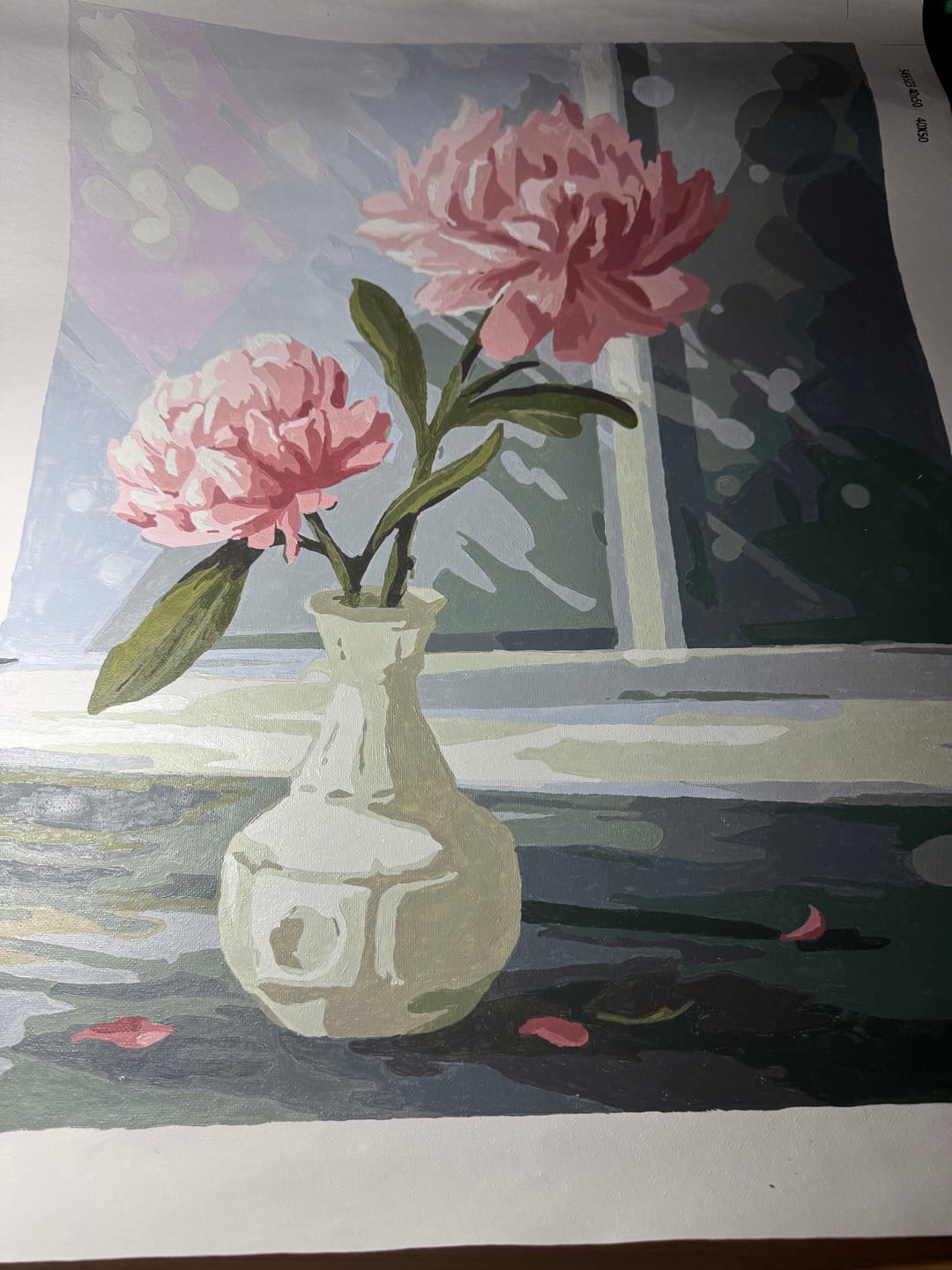 Customer photo review of Flower in a Glass of Water | Paint by Numbers