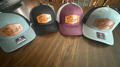 Customer photo review of Richardson 112 Genuine Leather Patch Hats Laser Engraved