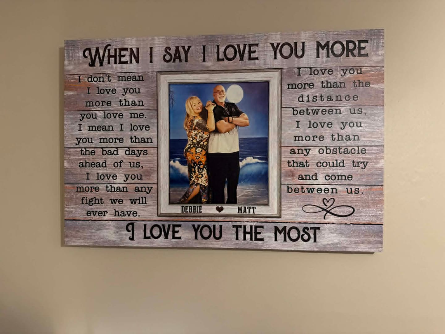 Customer photo review of Personalized Canvas Prints, Custom Photos, Loving Gift For Couple, Couple Gift, Anniversary Gift, When I Say I Love You More Dem Canvas