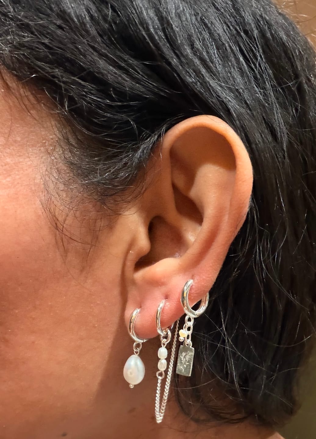 Customer photo review of Bar Earrings Set - 925 Sterling Silver