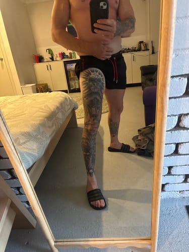 Customer photo review of Quads of the Gods Gym Shorts - Premium Lifting Shorts Australia - Black/ Iridecent Trip Reflective | Stay Shredded