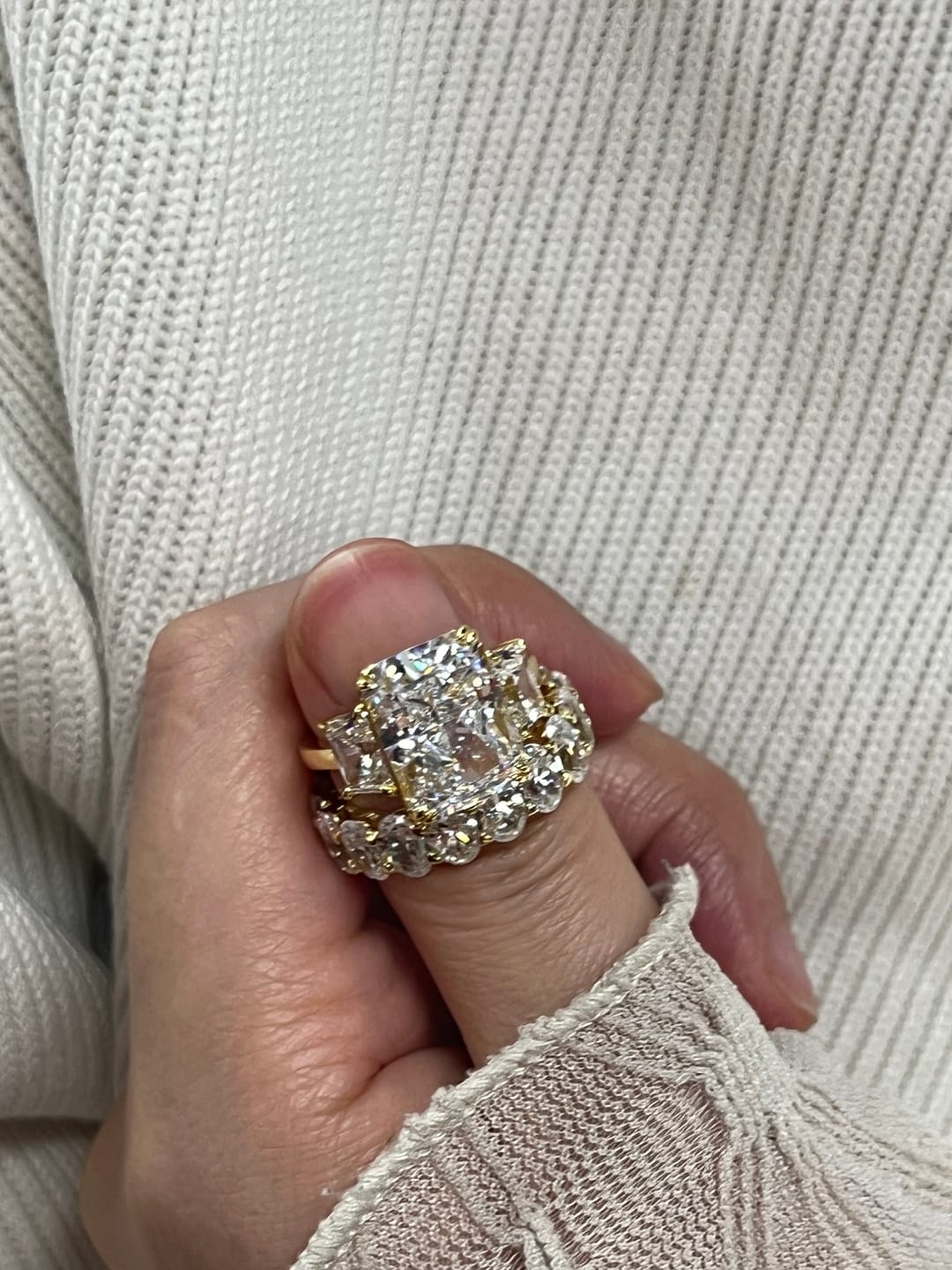 Customer photo review of S925 8 Ct Louily Luxurious Three Stone Radiant Cut Wedding Set In Sterling Silver