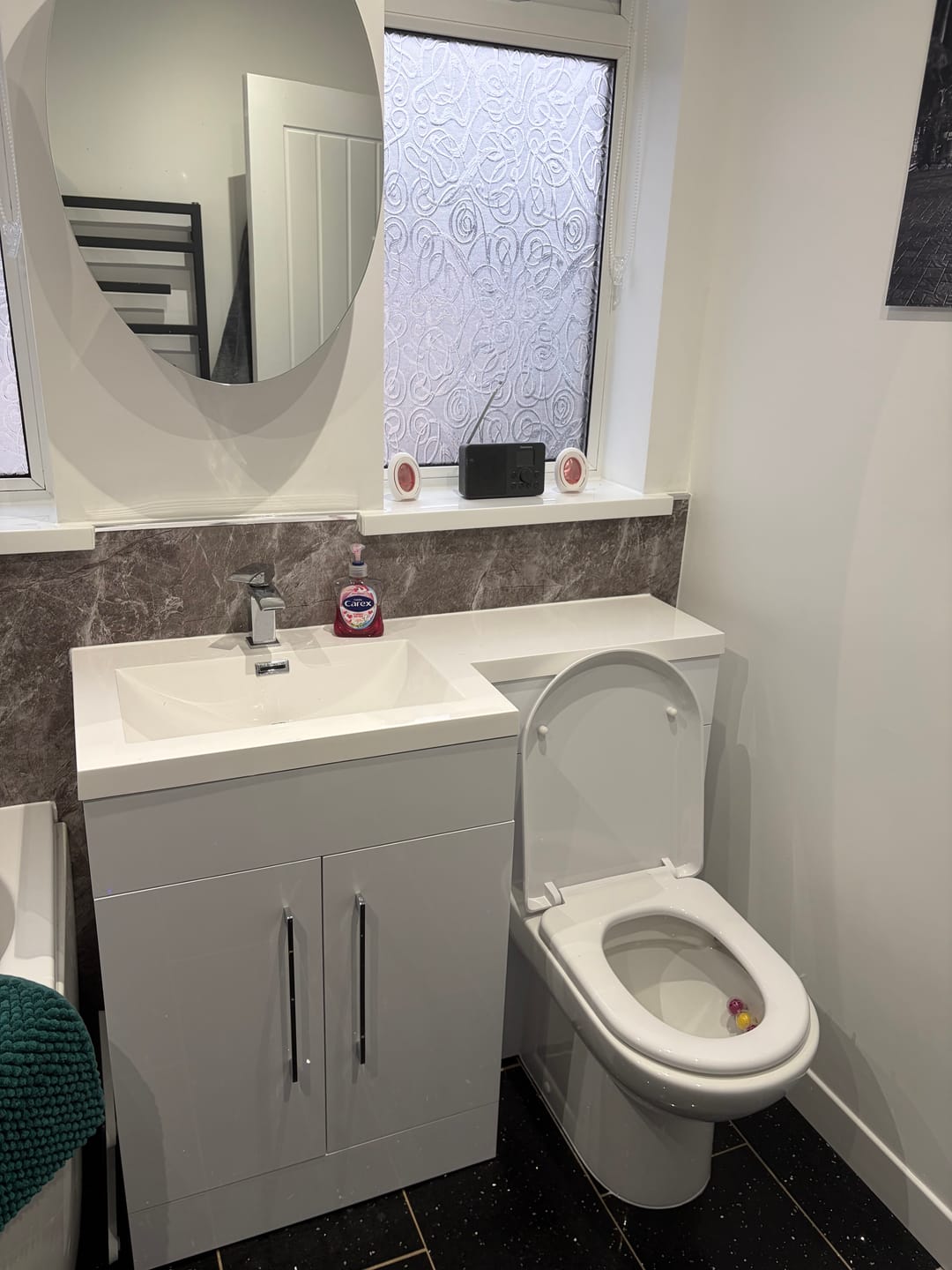 Customer photo review of 10mm Dark Grey Marble Matt Shower Panel 1M x 2.4M
