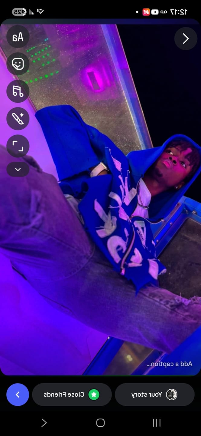 Customer photo review of "Take The Risk" Fabric on Fabric Hoodie (Blue) (WGM)