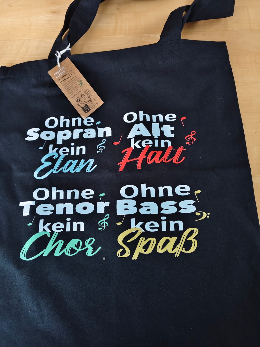 Customer photo review of Lustige Chor Premium Bio Notentasche für Sängerinnen und Sänger