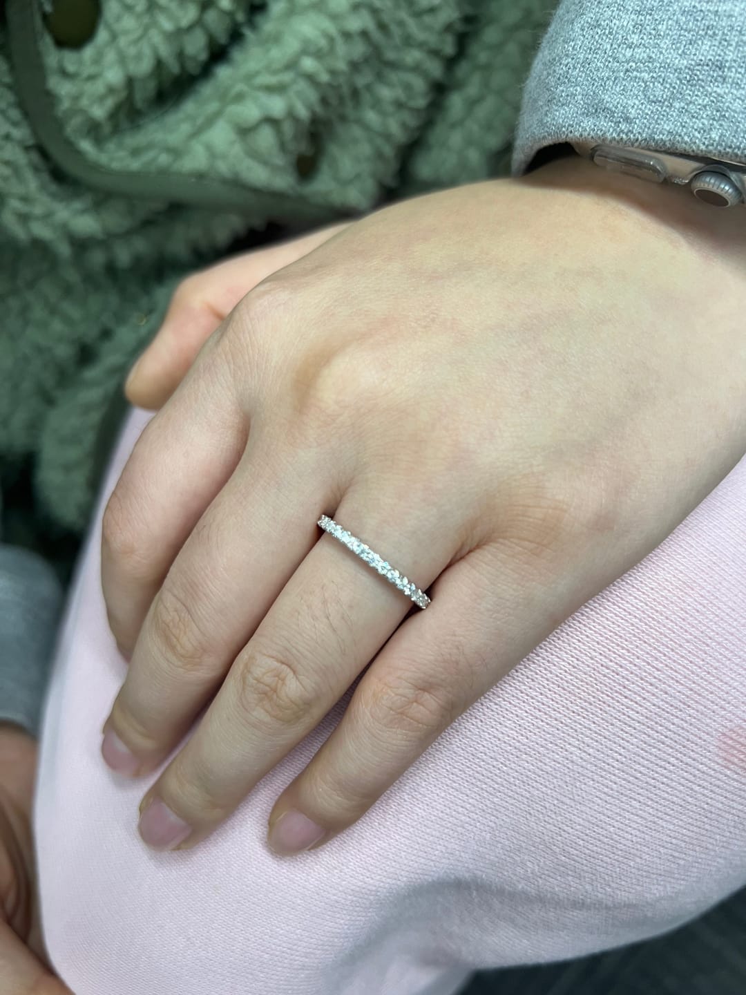 Customer photo review of Rodiffy Moissanite 0.5 Ct Full Eternity Thin Wedding Band For Women
