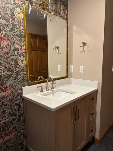 Customer photo review of Bridgeport 36" White Oak Bathroom Vanity, Left Sink