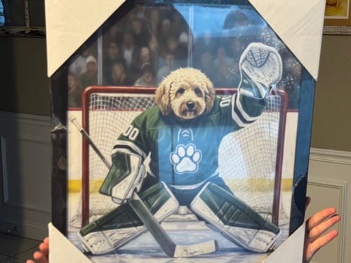 Customer photo review of Artzuzu Custom Portrait For Pets - Ice Hockey Goalie Save