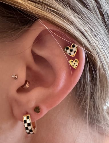 Customer photo review of Tiny Black/White Checkered Heart