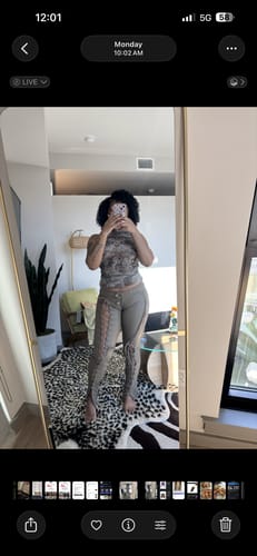 Reviewer's mirror selfie showing the fit of the tan Vice Pant with lace-up legs.