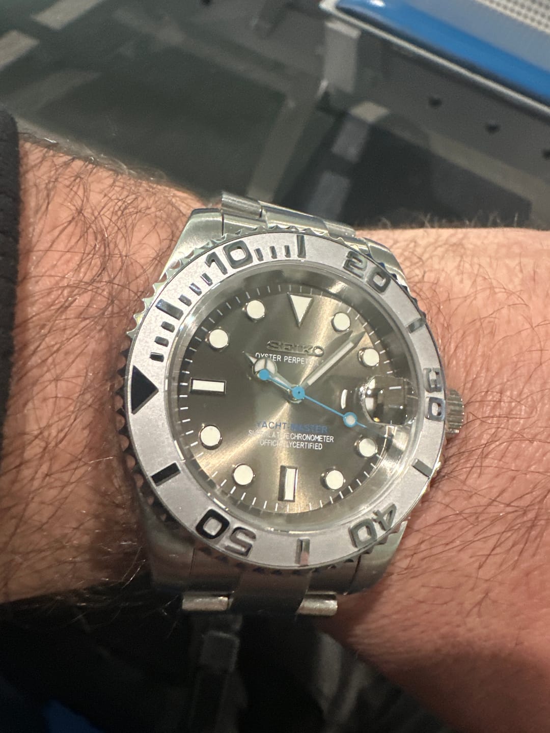 Customer photo review of Custom Seiko Yachtmaster with Olive Dial