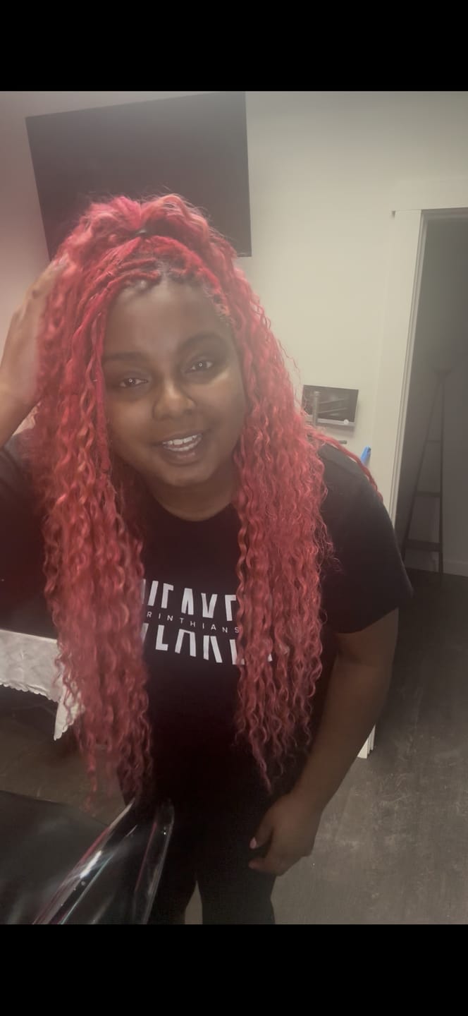 Customer photo review of #27 Honey Blonde Deep Wave Human Crochet Hair