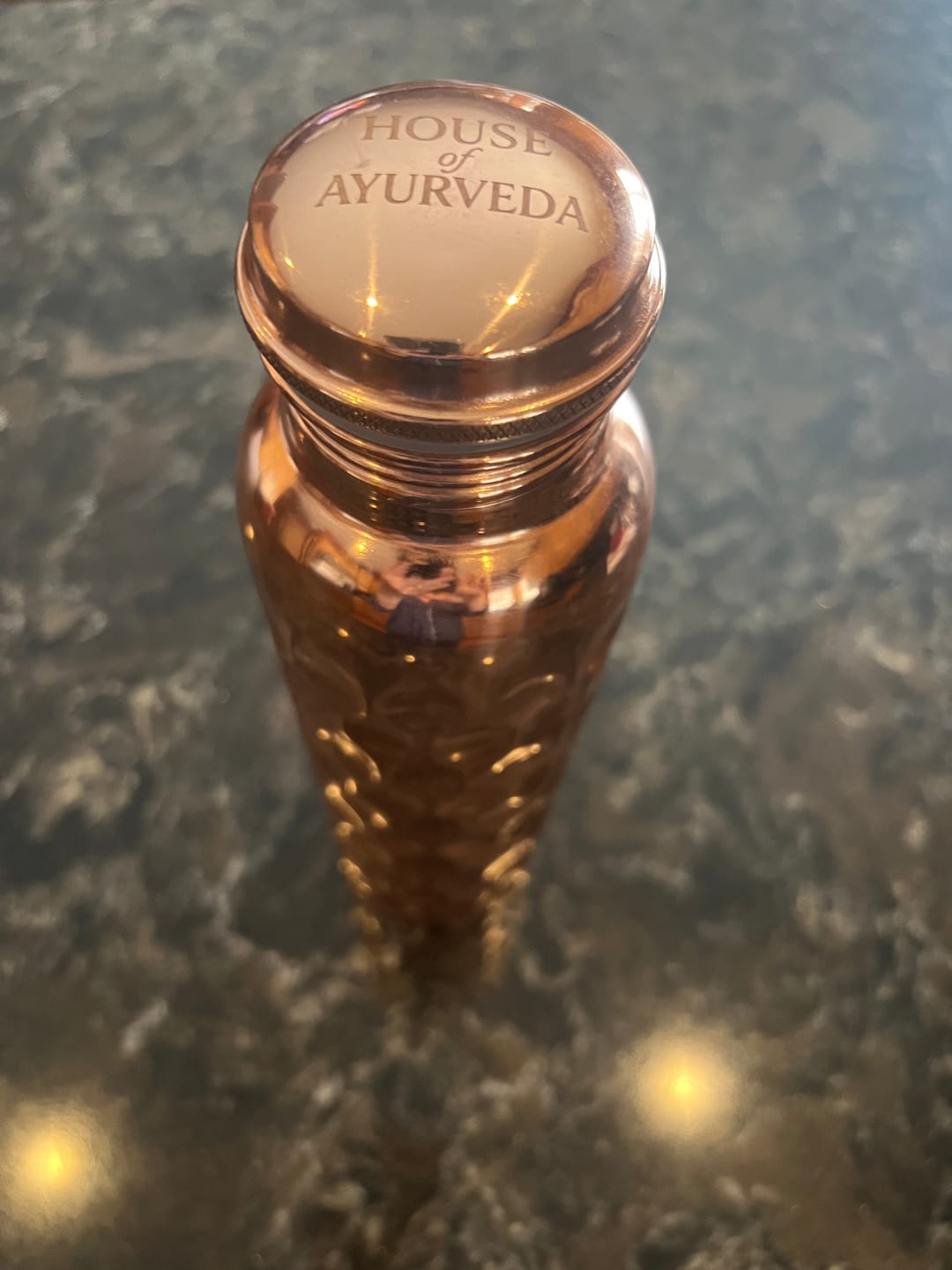 Customer photo review of Special Edition Diamond-Cut Honeycomb Copper Water Bottle | Textured Anti-Slip Grip