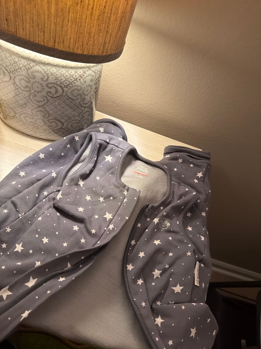 Customer photo review of 4 Season® Baby Sleep Bag with Feet, Merino Wool & Organic Cotton, Star Gray