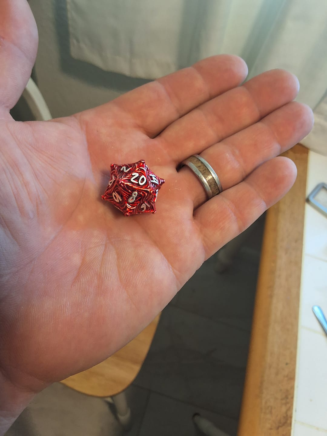 Customer photo review of Vortex Warp Metal Dice Set - Red